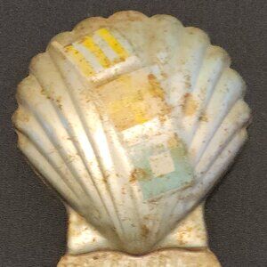 Old Vintage License Plate Topper Shell Oil Gas Car Auto Emblem Badge Hot Rat Rod